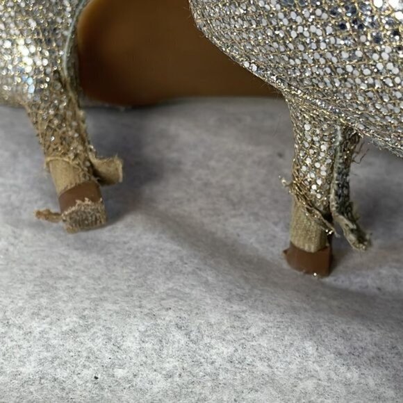 Michael Michael Kors Silver Glitter Flex Pointed Toe Kitten Heels Pumps Sz 6.5 - Picture 12 of 12
